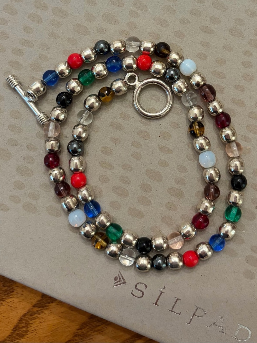 Rare Vintage Silpada Sterling Multi-Colored Bead Necklace N0441